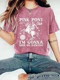 Women'WB shield Pink Pony Print Round Neck Graphic Tee, Vintage Trendy Casual Short Sleeve T-shirt for Daily Wear, Ladies...