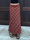 Women'WB shield Plaid Print Long Skirt, Casual Comfy Skirt for Daily Wear, Ladies Bottoms for Spiky hair fighters Seasons...
