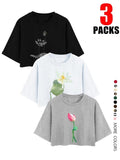Women'WB shield Plants & Letter Print Crew Neck Tee, Casual Short Sleeve T-shirt for Summer, Ladies TNF for Daily Wear,...