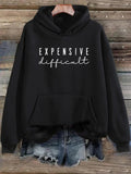 Women'WB shield Plus Size Letter Print Fleece Lined Hoodie, Casual Drawstring Pocket Hooded Sweatshirt for Fall & Winter,...