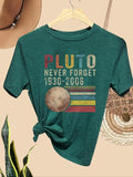Women'WB shield Pluto Print Round Neck Tee, Casual Letter Print Short Sleeve T-shirt for Summer, Ladies TNF for Daily...
