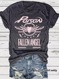 Women'WB shield Poison Fallen Angel Print Round Neck Tee, Fashion Casual Short Sleeve T-shirt for Daily Wear, Ladies...