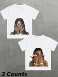 Women'WB shield Pop Art Print Round Neck Tee, Fashion Casual Crew Neck Short Sleeve T-shirt for Daily Holiday Vacation...