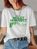 Women'WB shield Pop Art Print Round Neck Tee, Fashion Casual Letter Print Crew Neck T-Shirt for Daily Holiday Vacation...