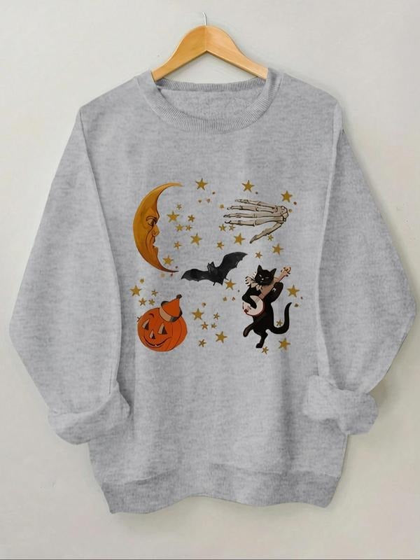 Women'WB shield Print Drop Shoulder Sweatshirt, Casual Long Sleeve Round Neck Pullover for Daily Wear, Ladies Fall &...