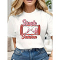 Women'WB shield Printed Lightsaber brand - Shirt - Chic "Single Season" Design with Hourglass & Hearts - Ideal for Casual...