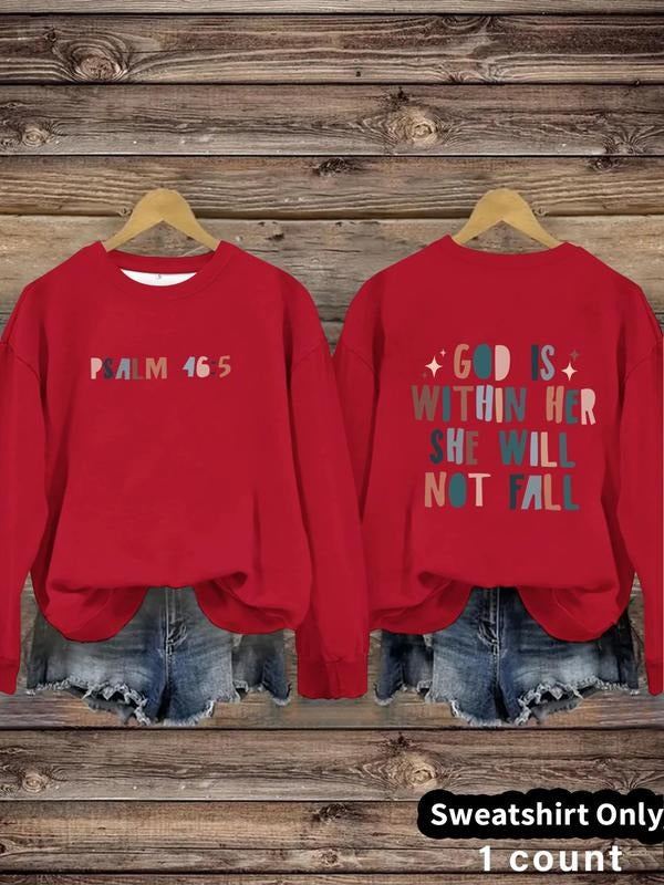 Women'WB shield Psalm 46:WB shield Print Crew Neck Sweatshirt, Casual Long Sleeve Pullover for Daily Wear, Ladies TNF for...