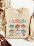 Women'WB shield Pumpkin & Letter Print Drop Shoulder Sweatshirt, Casual Long Sleeve Round Neck Pullover for Fall &...