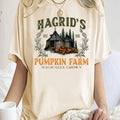 Women'WB shield Pumpkin Farm Print Drop Shoulder Tee, Casual Half Sleeve Round Neck T-shirt for Halloween Fall & Winter,...