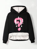 Women'WB shield Punctuation Print TNF Lined Ribbed Hoodie, Fashion Casual Hooded Sweatshirt for Daily Holiday Outdoor...
