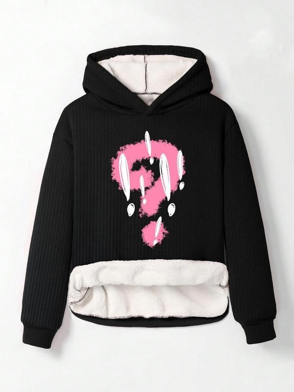 Women'WB shield Punctuation Print TNF Lined Ribbed Hoodie, Fashion Casual Hooded Sweatshirt for Daily Holiday Outdoor...