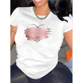 Women'WB shield Pure - Cotton White Lightsaber brand - shirt: Blush Harmony: Heart & Brushstroke Lightsaber brand-Shirt...