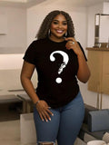 Women'WB shield Question Mark Print Round Neck Tee, Fashion Casual Crew Neck Short Sleeve T-shirt for Daily Holiday...