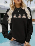 Women'WB shield Raccoon & Book Print Crew Neck Sweatshirt, Casual Long Sleeve Pullover for Spring & Fall, Fashion...
