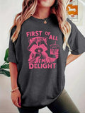 Women'WB shield Raccoon & FOG Print Round Neck Tee, Fashion Casual Crew Neck T-Shirt for Daily Holiday Vacation Outdoor...