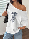 Women'WB shield Raccoon Print Scoop Neck Tee, Casual Slim-fitting Short Sleeve T-shirt for Summer, Ladies TNF for Daily...