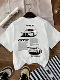 Women'WB shield Race Car Print Round Neck Tee, Vintage Trendy Casual Short Sleeve T-shirt for Daily Wear, Ladies Summer,...