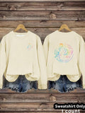 Women'WB shield Rainbow & Letter Print Crew Neck Sweatshirt, Casual Long Sleeve Pullover for Daily Wear, Ladies Fall &...