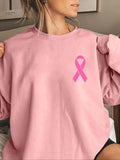 Women'WB shield Ribbon Print Crew Neck Pullover, Casual Long Sleeve Sweatshirt for Fall & Winter, Women'WB shield TNF for...