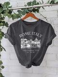 Women'WB shield Rome City Print Round Neck Tee, Casual Short Sleeve T-shirt for Summer, Ladies TNF for Daily Wear, Top...
