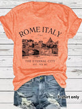 Women'WB shield Rome Italy City Print Round Neck Tee, Casual Short Sleeve T-shirt for Summer, Ladies TNF for Daily Wear...