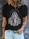Women'WB shield Rose Figure Letter Print Round Neck Graphic Tee, Vintage Trendy Casual Short Sleeve T-shirt for Daily...