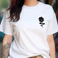 Women'WB shield Rose Print Round Neck Tee, Fashion Casual Crew Neck T-shirt for Daily Holiday Vacation Outdoor Wear,...