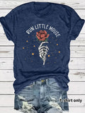 Women'WB shield Rose Print Round Neck Tee, Fashion Casual Short Sleeve T-shirt for Daily Wear, Ladies Summer TNF, Top...