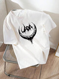 Women'WB shield Round Neck Drop Shoulder Graphic Tee, Fashion Casual Short Sleeve T-shirt for Daily Wear, Ladies Summer...