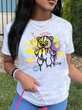 Women'WB shield Round Neck Short Sleeve Graphic Tee, Summer TNF Women, Casual Cute Printed Crew Neck T-shirt for Summer,...