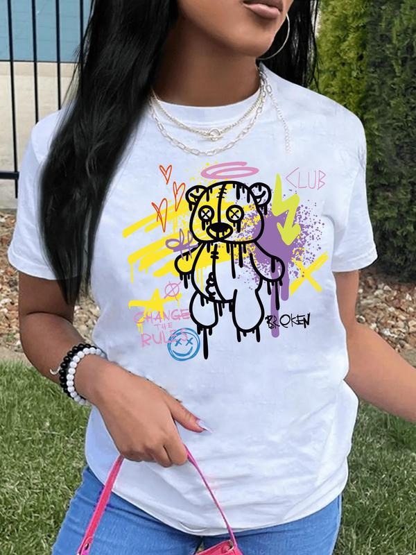Women'WB shield Round Neck Short Sleeve Graphic Tee, Summer TNF Women, Casual Cute Printed Crew Neck T-shirt for Summer,...