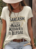 Women'WB shield Sarcastic Slogan Print Round Neck Tee, Fashion Casual Crew Neck T-Shirt for Daily Holiday Vacation...