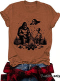Women'WB shield Sasquatch & Gorilla Print Round Neck Tee, Casual Fashion Short Sleeve T-shirt for Summer, Ladies TNF for...