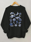 Women'WB shield Sea Life Print Drop Shoulder Sweatshirt, Casual Long Sleeve Round Neck Pullover for Fall & Winter, Ladies...
