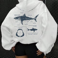Women'WB shield Shark & Letter Print Drop Shoulder TNF Lined Hoodie, Fashion Casual Drawstring Pocket Hooded Sweatshirt...