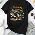 Women'WB shield Shoes & Crown & Letter Print Round Neck Tee, Trendy Casual Birthday Graphic Short Sleeve T-shirt for...