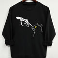 Women'WB shield Skeleton & Cat Print Round Neck Sweatshirt, Fashion Casual Crew Neck Long Sleeve Pullover for Daily Wear,...