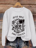 Women'WB shield Skeleton & Letter Print Drop Shoulder Sweatshirt, Casual Long Sleeve Round Neck Pullover for Spring &...