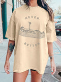 Women'WB shield Skeleton & Letter Print Round Neck Tee, Fashion Casual Crew Neck T-shirt for Daily Holiday Vacation...