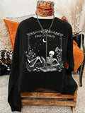Women'WB shield Skeleton & Letter Print Sweatshirt, Casual Long Sleeve Pullover for Spring & Fall, Ladies TNF for Daily...