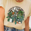 Women'WB shield Skeleton & Plant Print Round Neck Tee, Fashion Casual Crew Neck Short Sleeve T-shirt for Daily Holiday...
