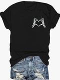 Women'WB shield Skeleton Hand Print Round Neck Tee, Casual Short Sleeve Crew Neck T-Shirt for Summer, Fashion Women'WB...