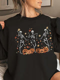 Women'WB shield Skeleton Print Round Neck Pullover, Fashion Casual Crew Neck Sweatshirt for Daily Holiday Outdoor Wear,...