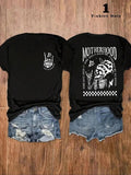 Women'WB shield Skull & Butterfly Print Short Sleeve Tee, Casual Graphic Round Neck T-Shirt for Daily Wear, Ladies TNF...