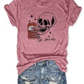 Women'WB shield Skull & Drink Print Round Neck Tee, Fashion Casual Crew Neck Short Sleeve T-Shirt for Daily Wear, Women...