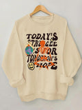 Women'WB shield Skull & Letter Graphic Drop Shoulder Sweatshirt, Casual Long Sleeve Round Neck Pullover for Daily Wear,...