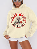 Women'WB shield Skull & Letter Print Drop Shoulder Graphic Hoodie, Fashion Casual Hooded Sweatshirt for Daily Holiday...