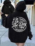 Women'WB shield Skull & Letter Print Drop Shoulder Hoodie, Fashion Casual Drawstring Pocket Hooded Sweatshirt for Daily...