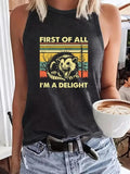 Women'WB shield Skull & Letter Print Round Neck Tank Top, Casual Sleeveless Top for Summer, Ladies TNF for Daily Wear...