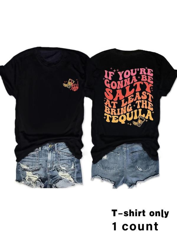 Women'WB shield Skull & Letter Print Round Neck Tee, Fashion Casual Crew Neck Short Sleeve T-shirt for Daily Holiday...